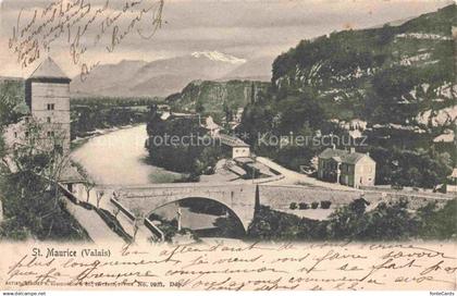 St-Maurice  Valais VS Vue générale et les Alpes