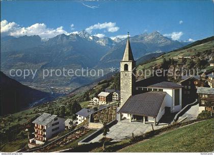Visperterminen Kirche Rhonetal mit Bietschhorn