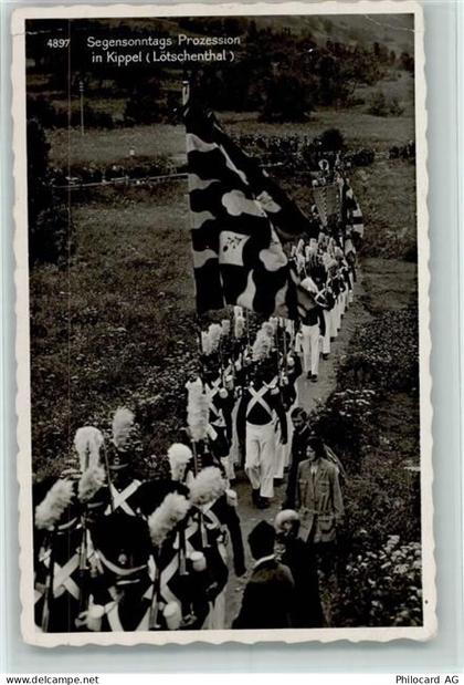 3917 Kippel 1937 Gebrauchsspuren Prozession - Foto AK - 13098042
