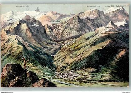 3954 Leukerbad Loèche-les-Bains 1909 - Vogelschau Gemmi - 39407344
