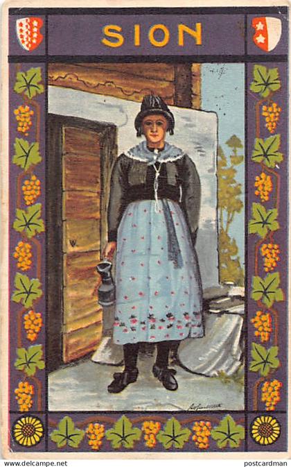 Suisse - Sion (VS) Femme costume local Imp. Fiorina & Pellet, Sion