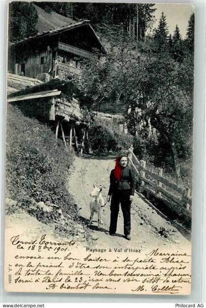 1873 Val-dIlliez 1901 - Bäuerin mit Ziege - 10601685