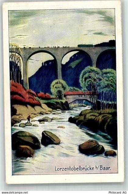 6340 Baar Lithographie / Künstlerkarte Lorzentobelbrücke Sängerfest 1927... - 14000815