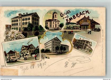8424 Embrach 1900 BOAKC Lithographie Schulhaus Wildermann Linde Seidenzw... - 13702599