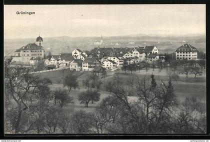AK Grüningen, Blick auf Ort mit Kirche