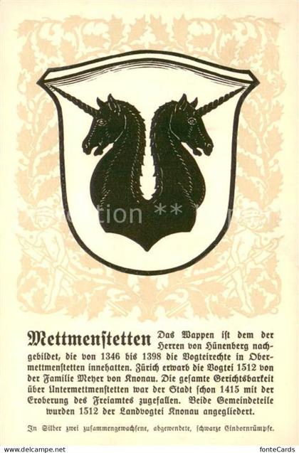Mettmenstetten ZH Wappen Serie Zuercher Gemeindewappen Serie XVI Nr. 78