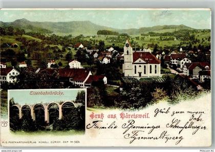 8344 Bäretswil 1901 - Kirche Eisenbahnbrücke - 13568255