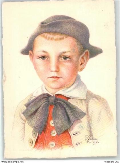 8157 Dielsdorf Künstlerkarte sign. Zeller, E. Wehntalertracht Kind Pro J... - 52024161