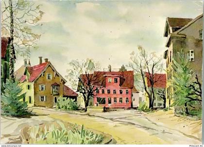 8600 Dübendorf Gebrauchsspuren Dorfplatz sign. E. Puelma Aquarell - 10686569