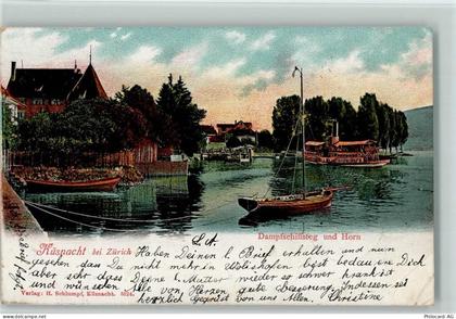 8700 Küsnacht ZH Gebrauchsspuren 1901 Lithographie Dampfschiffsteg und H... - 13119661