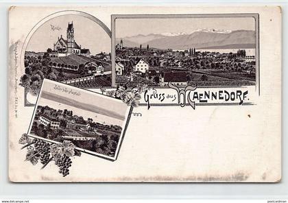 Schweiz - MÄNNEDORF (ZH) Litho - Kirche - Zellersche-Anstalt - Totalansicht - Verlag A. Spörri