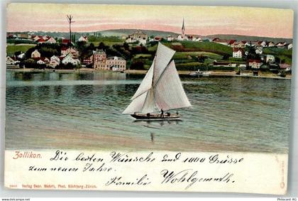 8702 Zollikon 1907 Foto AK Segelboot - 10753102