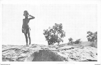 Swaziland eSwatini Young Boy on Rocks Native Ethnic vintage postcard