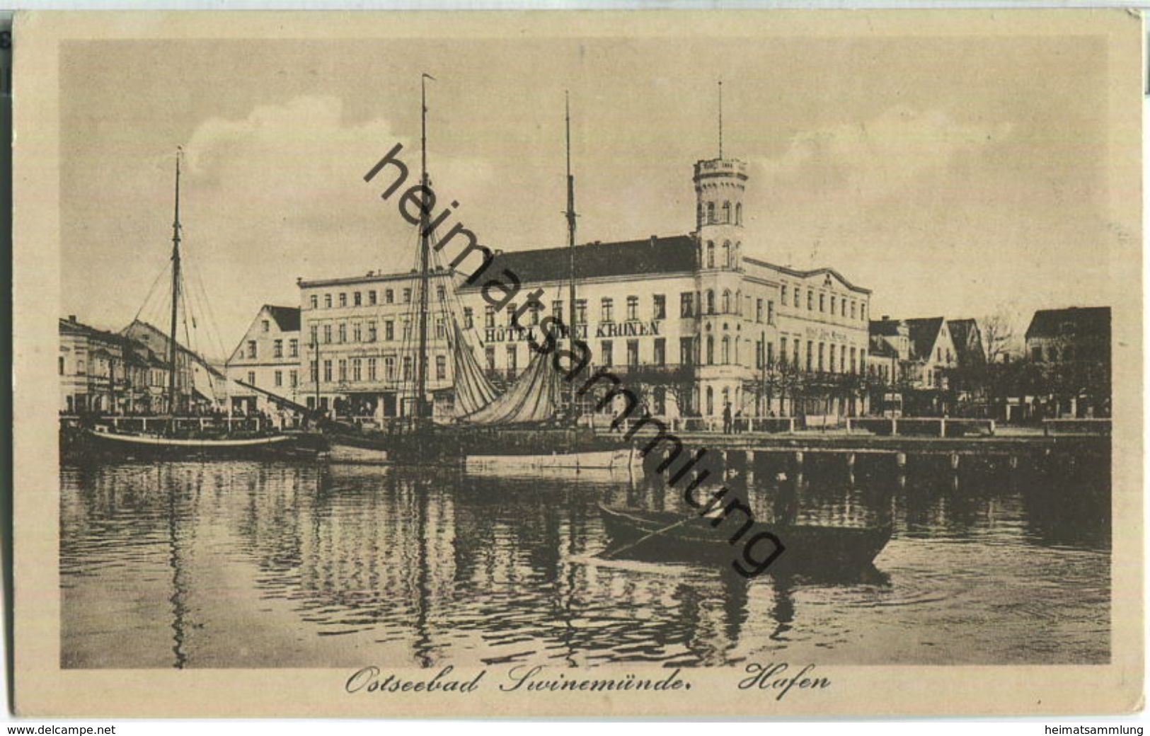 Swinoujscie - Swinemünde - Hafen - Hotel Drei Kronen - Verlag M. Glückstadt & Münden Hamburg