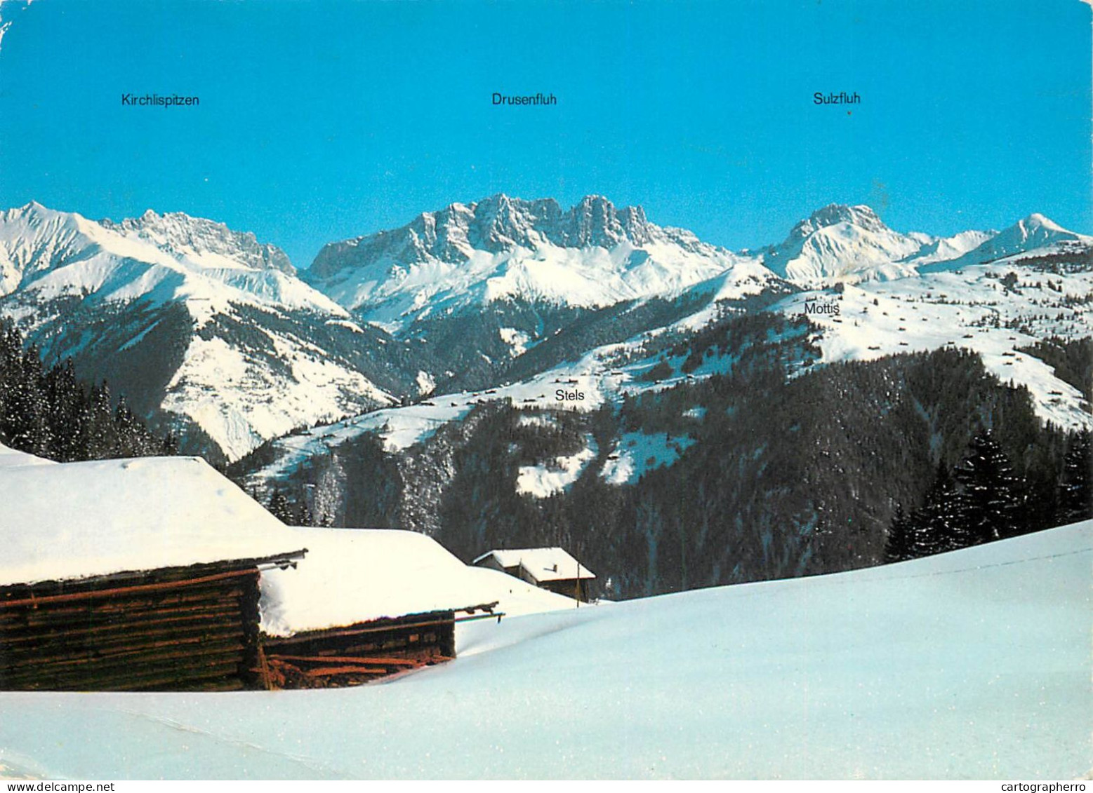 Switzerland blick von Furna gegen Stels Stelserberg