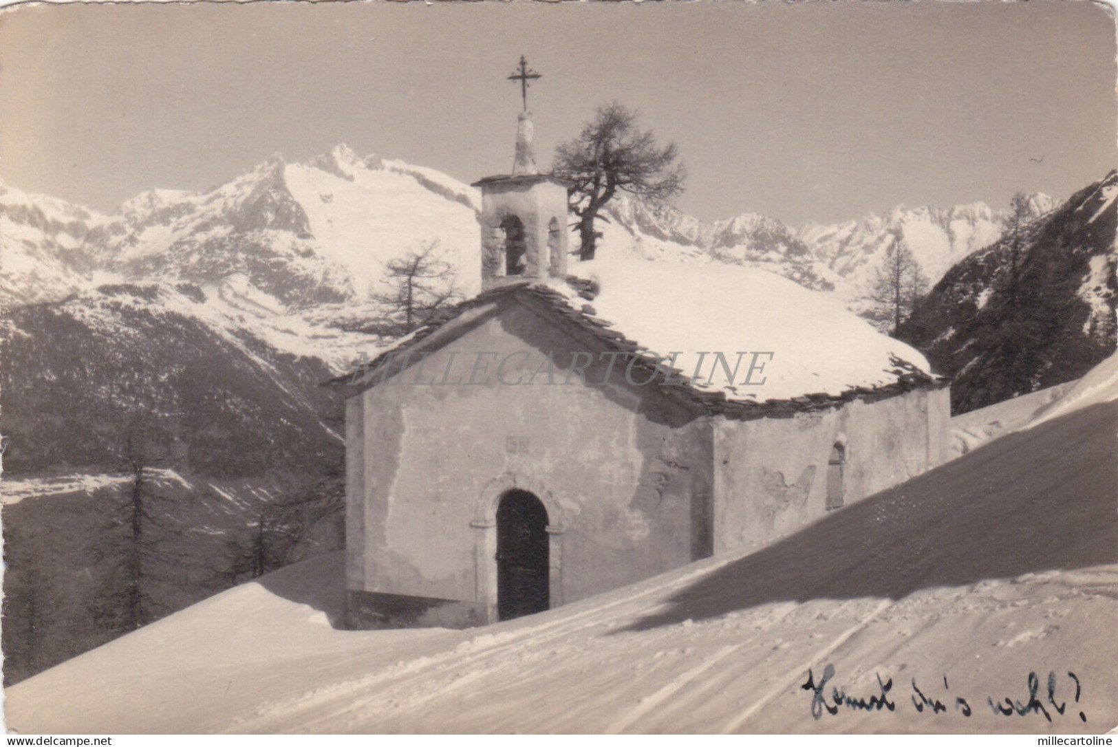SWITZERLAND - Naters, Snowy Church - Photo Postcard 1930