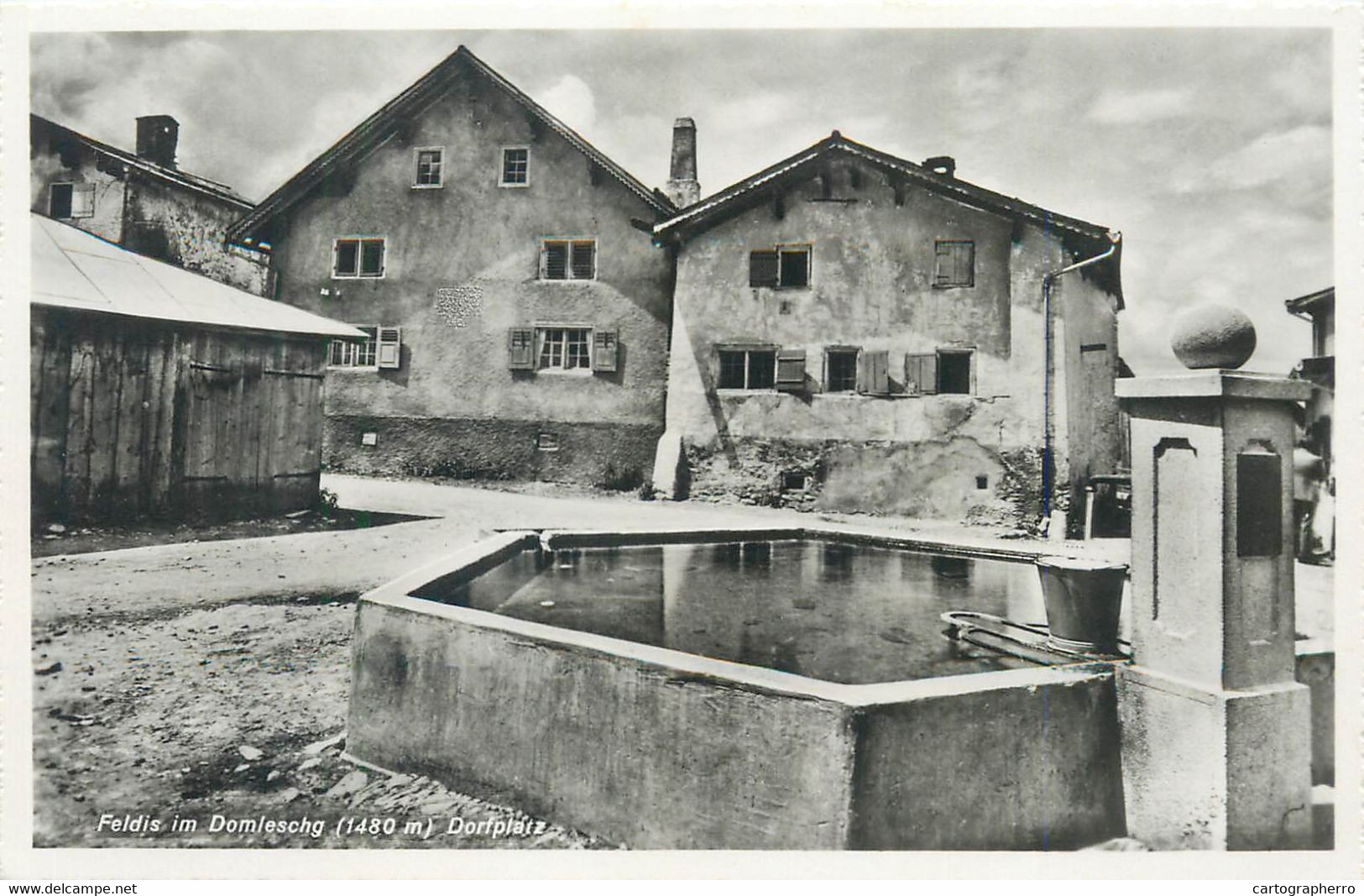 Switzerland postcard Feldis im Domieschg Dorfplatz