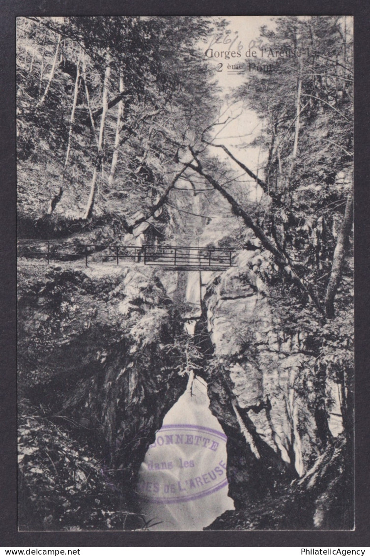 SWITZERLAND, Vintge postcard, Gorges de l'Areuse, Bridge
