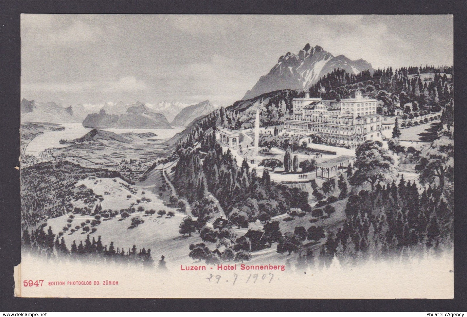 SWITZERLAND, Vintge postcard, Lucerne, Hotel Sonnenberg