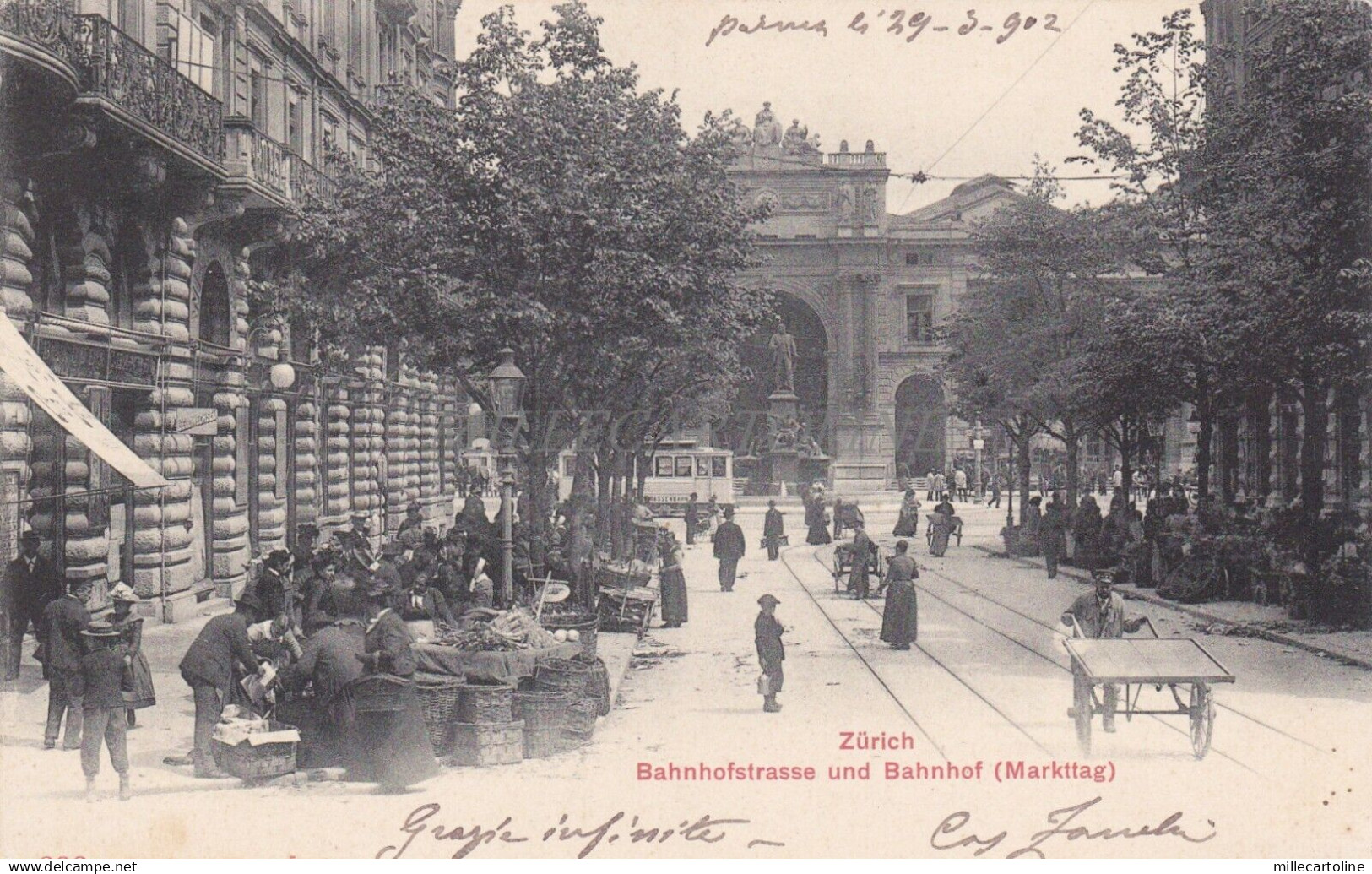SWITZERLAND - Zürich - Bahnhof Strasse und Bahnhof 1902