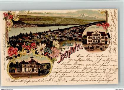 5712 Beinwil am See 1903 BOAKC Bahnhof Gasthaus Löwen Lithographie - 13700405
