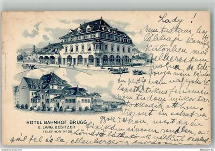 5200 Brugg AG Lithographie Hotel Bahnhof - 13666829
