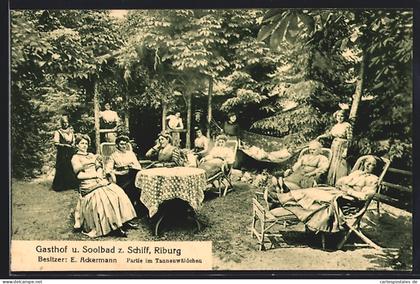 AK Möhlin, Riburg, Gasthaus zum Schiff, Frauen im Tannwäldchen