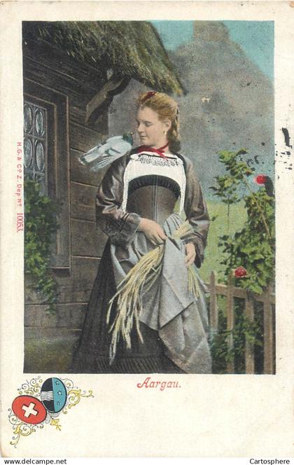 CPA Suisse > AG Argovie Aargau Frau in Tracht Costume - Folklore - Femme - Dégringolade Bazar Genève