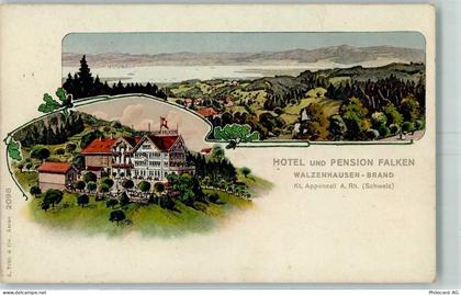 9428 Walzenhausen Lithographie Hotel Pension Falken Walzenhausen-Brand... - 13426279