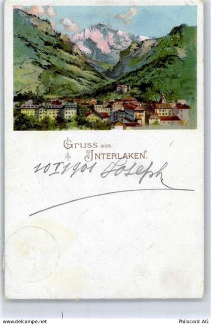 3800 Interlaken 1901 Lithographie Gruß aus Interlaken - 51583872