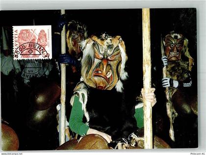 3177 Laupen BE 1984 Foto AK Masken Achetringele Briefmarke Bildseite - 38193740