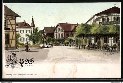 AK Lyss, Ortspartie mit Gasthof zum Hirschen