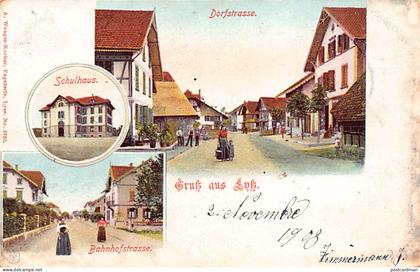 Schweiz - LYSS (BE) Dorfstrasse - Schulhaus - Bahnhofstrasse - Verlag - A. Wengen-Kocher 5750