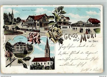 3074 Muri b. Bern 1901 BOAKC Lithographie Gasthaus Zum Sternen Schloss K... - 13702716