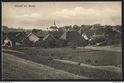 AK Oberwil bei Büren, Ortspartie mit Kirche