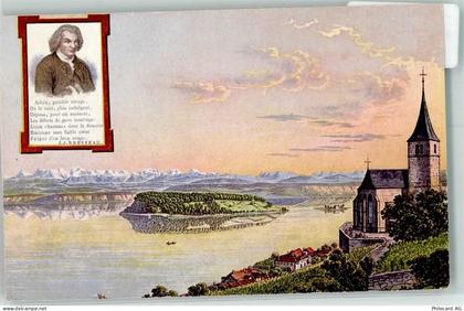 2514 Ligerz Gléresse Künstlerkarte Eglise de Gléresse J.J. Rousseau Port... - 13132273