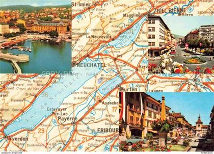 Bienne BIEL-BIENNE Les trois lacs Bienne Neuchâtel Morat Landkarte Motive Stadtz