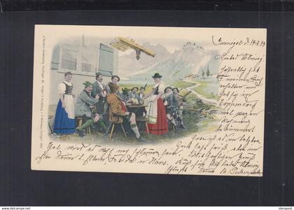 Schweiz Litho-AK Gurnigelbad Riggisberg 1898 nach Schwerin gelaufen