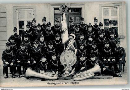 4914 Roggwil BE 1914 Foto AK Uniform Musikgesellschaft Bahnpost - 13597980