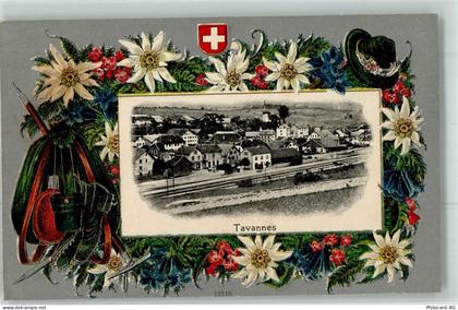 2710 Tavannes Prägedruck Bahnhof Lithographie - 13623033