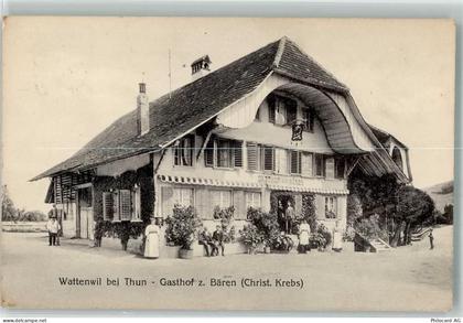 3665 Wattenwil 1916 Gebrauchsspuren Gasthaus zum Bären - 13568563