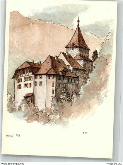 3752 Wimmis Radierung Schloss - 38217310