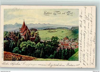 3076 Worb 1901 - Schloss Worb und Dorf, AK - 13078353