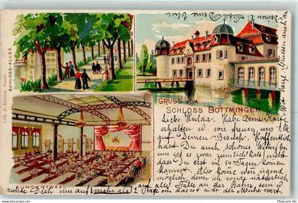 4103 Bottmingen 1902 Lithographie Schloss-Allee Schloss Bottmingen Konze... - 13601455