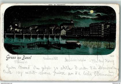 4000 Basel Bâle 1898 - Basel bei Mondschein - 13127849