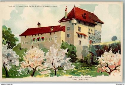 1700 Fribourg Freiburg Lithographie Schloss d'Attalens - 13990384