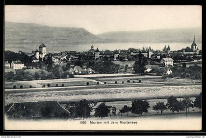AK Murten, Ortsansicht mit dem Murtensee