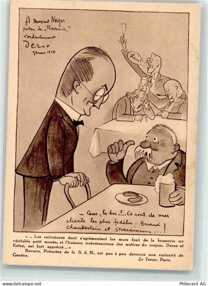 1200 Genève Genf - Bavaria Geneve Völkerbundskneipe Karikatur - 39494552