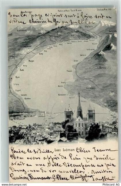 Genfersee Lac Leman 1903 - Landkarte - 39701112