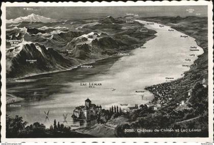 Lac Leman Genfersee Chateau de Chillon et Lac Leman Panorama